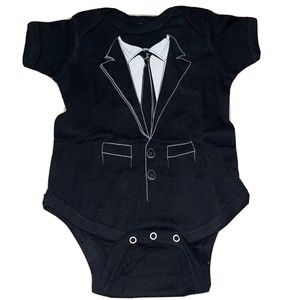 Tuxedo Baby Romper Infant Snap suit Size 6 Months New With Tags